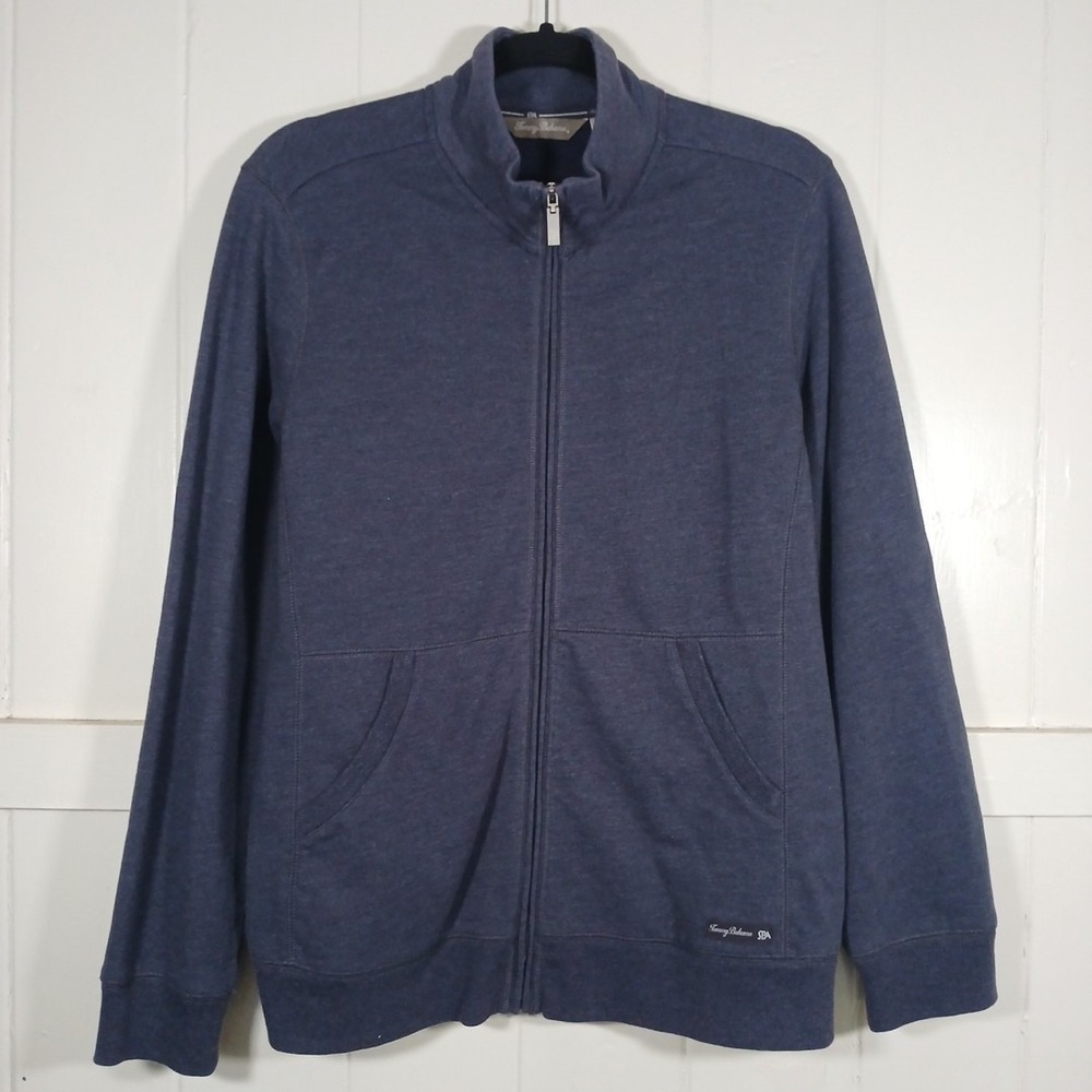 Tommy Bahama Full Zip Sweatshirt Mens XL Blue‎ Spa Mock Neck TW5264